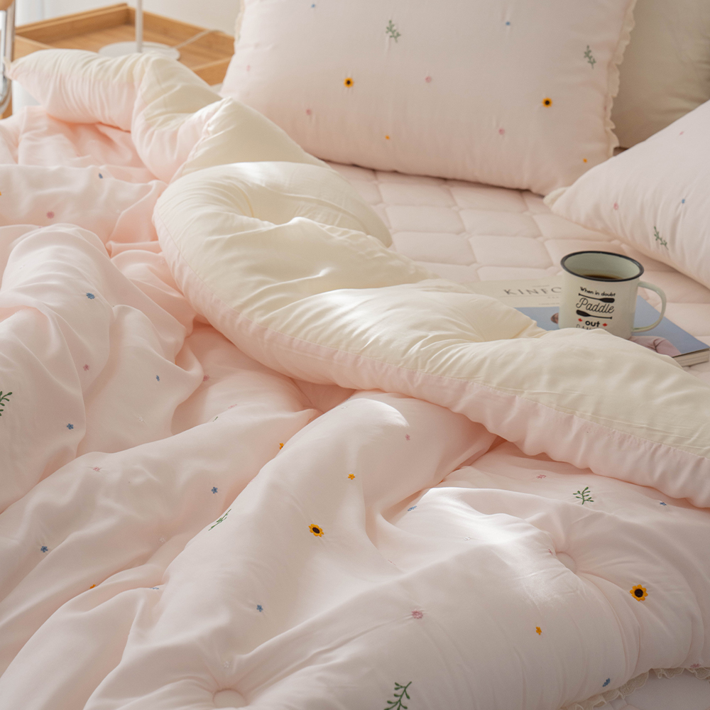 송화침장 모달이불 봄가을 간절기 슈퍼싱글 퀸 플라워 자수 차렵이불