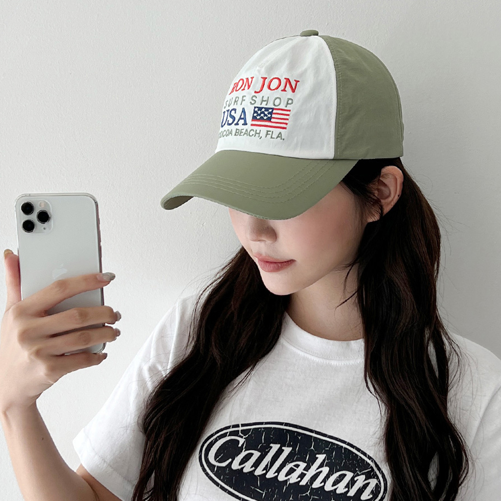바스락 가벼운 나일론 USA레터링 볼캡 캐주얼 여름 야구모자 남녀공용 이미지 6