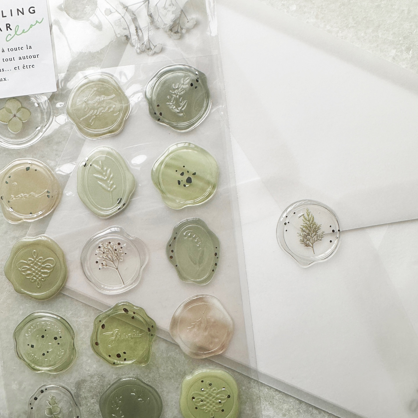 실링왁스 답례품 청첩장 봉투 입체 에폭시 웨딩 스티커 18개입 01 GREEN 제품 이미지