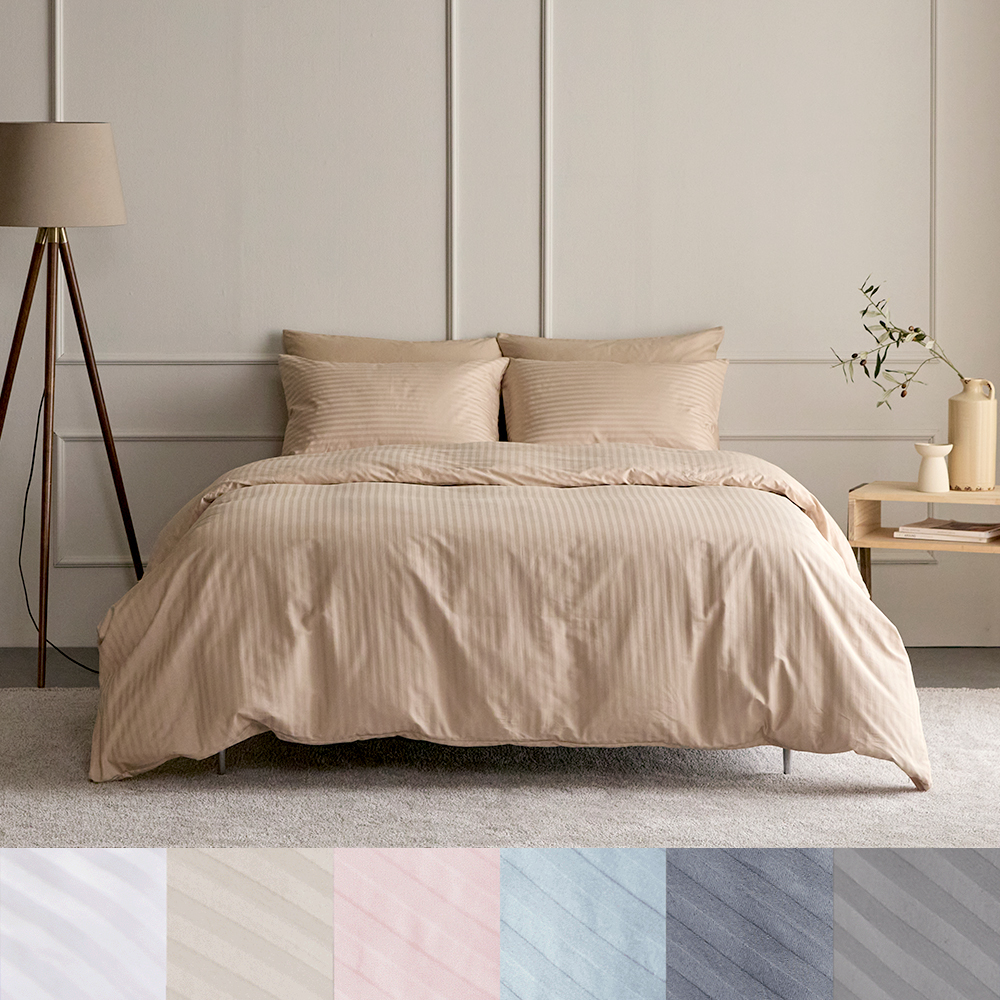 60수 순면100% 1CM 스트라이프 호텔 이불베개커버세트 SS