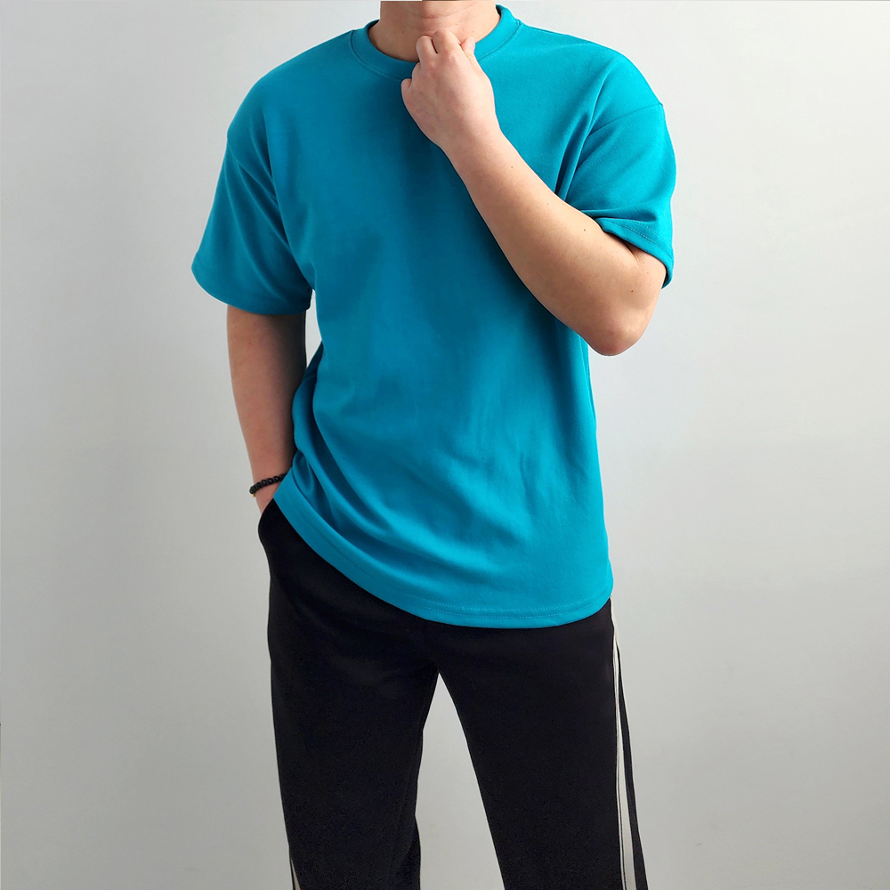 두꺼운반팔티 안비치는흰티 흰색면티 - 상세 이미지 4
