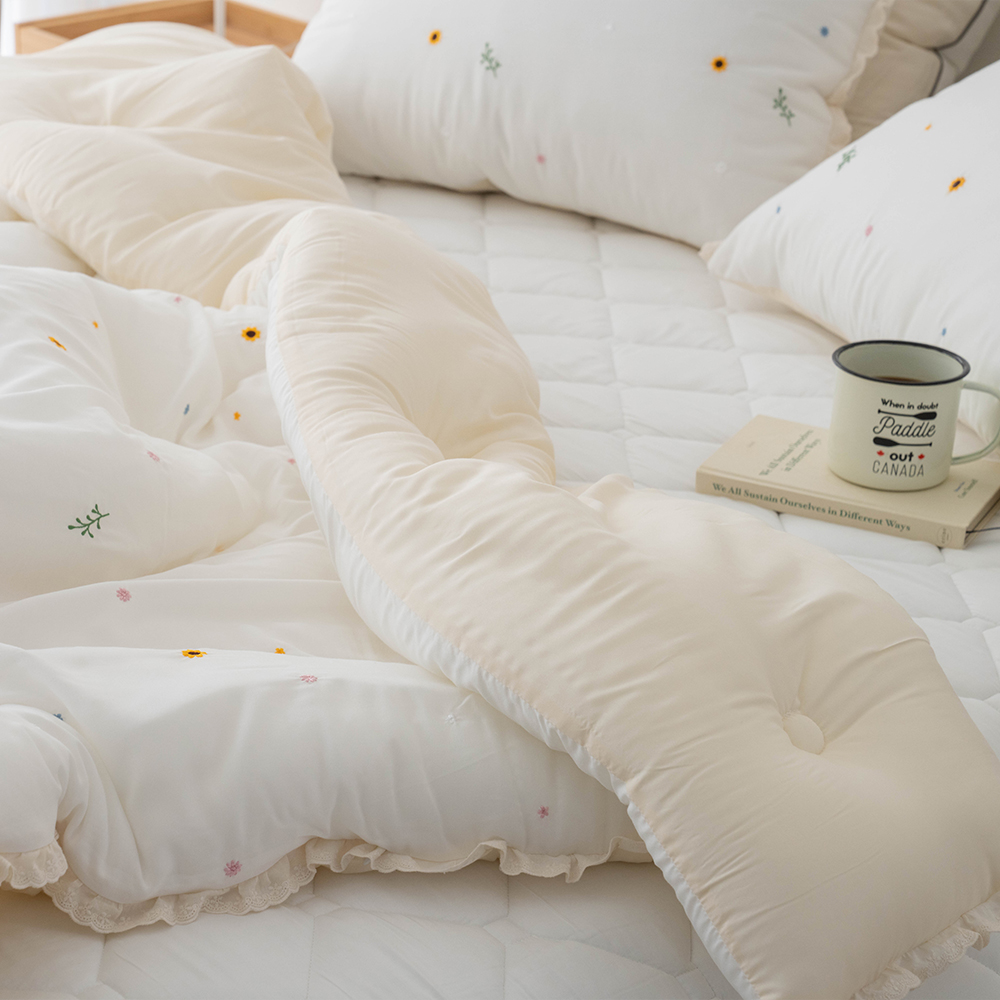 송화침장 모달이불 봄가을 간절기 슈퍼싱글 퀸 플라워 자수 차렵이불