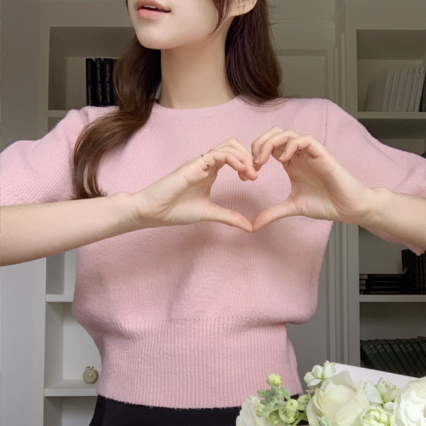 에뛰드 베이직 V넥 라운드넥 반팔 니트 nt4489 - 메인 이미지