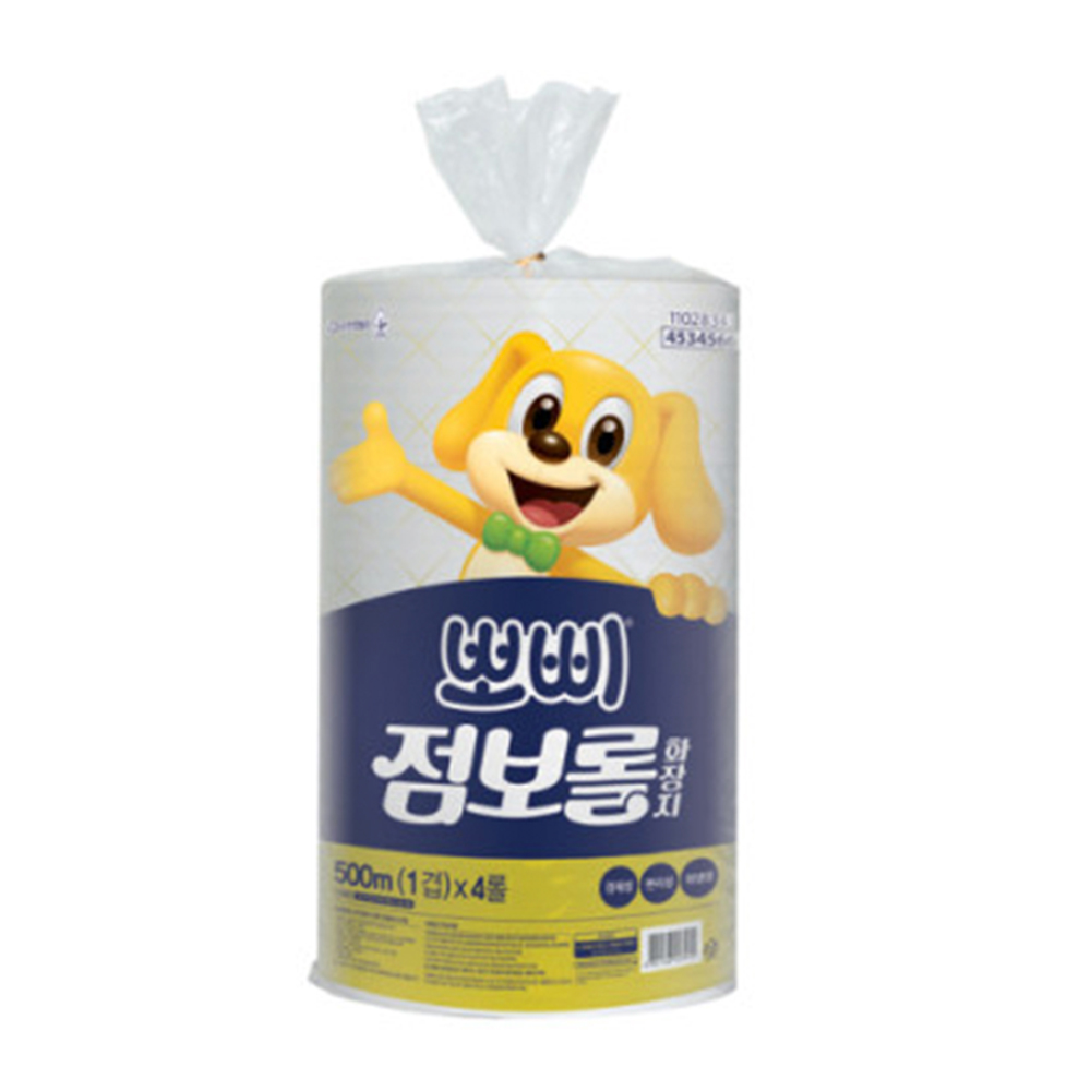 유한킴벌리 4534566 뽀삐 엠보싱 점보롤 화장지 500M 일반형 1겹 16롤 1박스 - 상세 이미지 3
