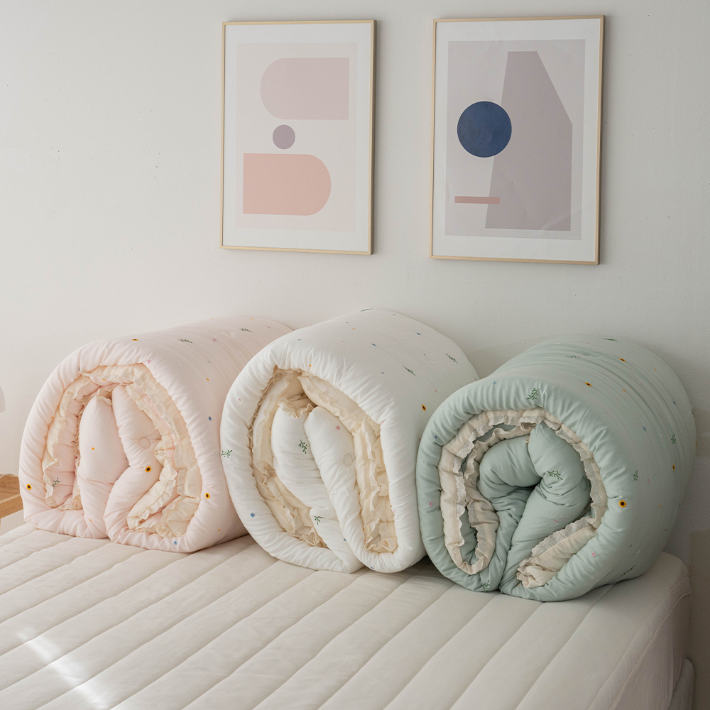 송화침장 모달이불 봄가을 간절기 슈퍼싱글 퀸 플라워 자수 차렵이불