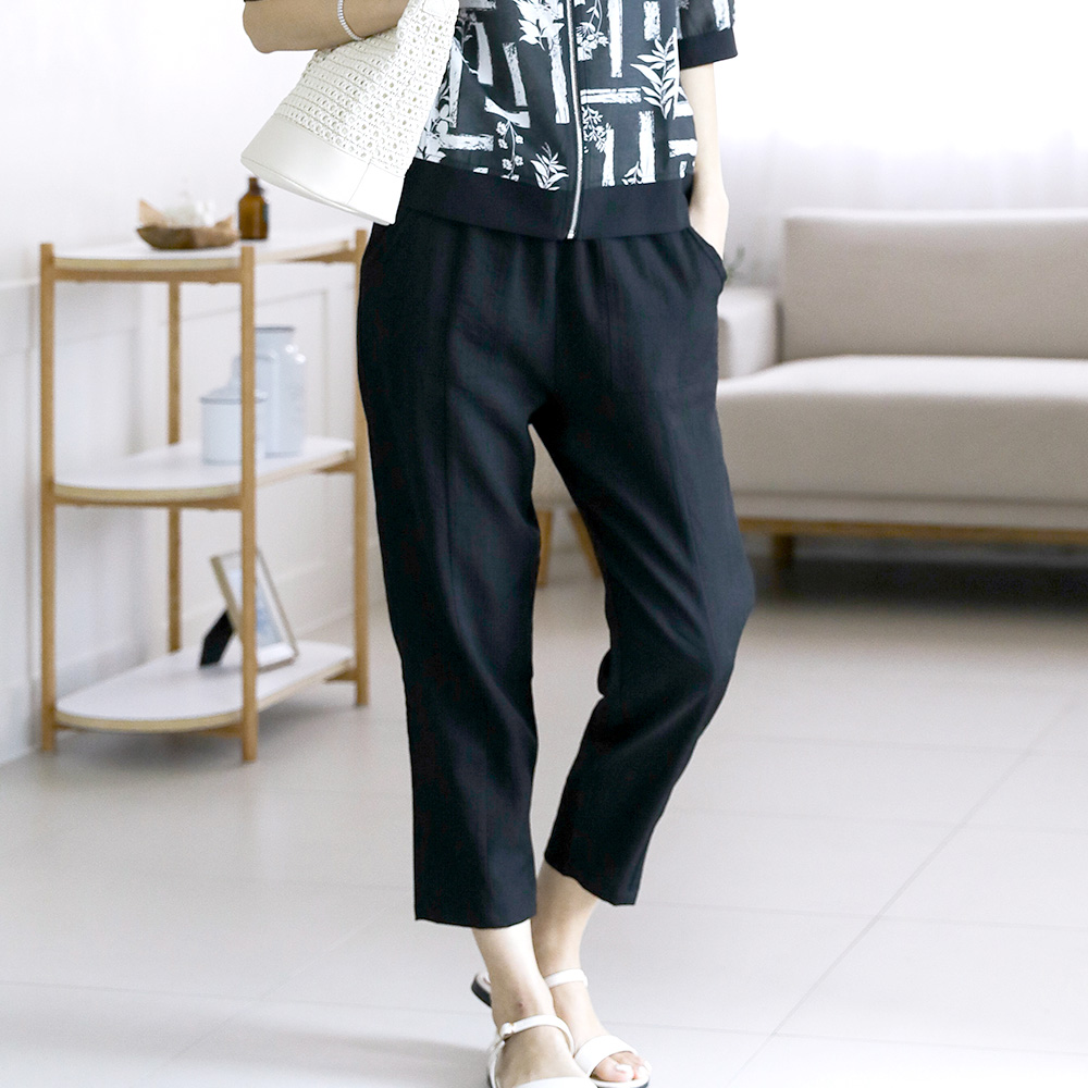 여름 스타일 인견 러프 트레블 팬츠 세미 배기핏 밴딩바지 - 상세 이미지 2