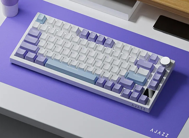 AJAZZ AK820 기계식 키보드 다기능 노브 가스켓 유선 무선 키보드 화이트 청축 - 상품 이미지