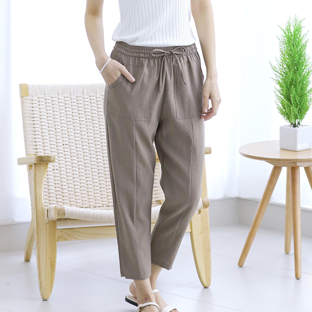 여름 스타일 인견 러프 트레블 팬츠 세미 배기핏 밴딩바지 - 상세 이미지 3