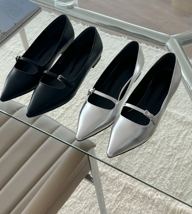 여성 가벼운 가죽 스틸레토 버클 벨트 스트랩 메리제인 플랫 슈즈 단화