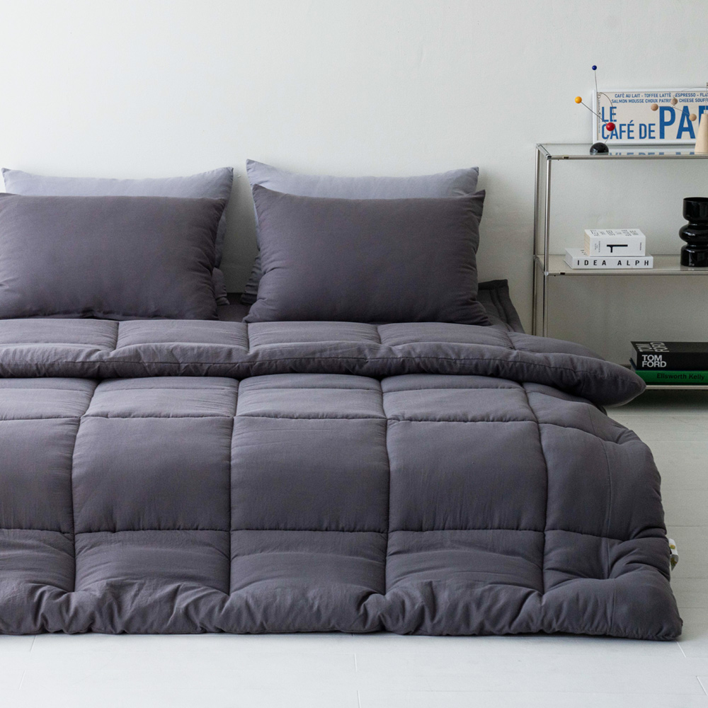 파우더리 사계절 부드러운 이불+패드+베개커버 기숙사 차렵이불 세트 슈퍼싱글