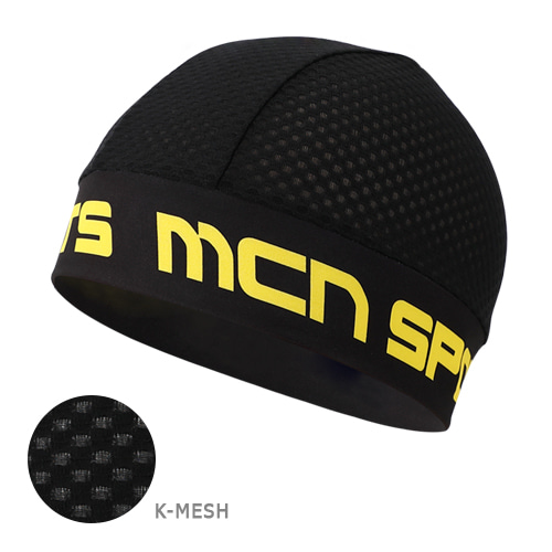 MCN 자전거모자 스컬캡 자전거속모자 사이클링캡 블랙 옐로우 - 메인 이미지
