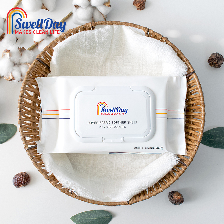 스웰데이 건조기시트 드라이 섬유 유연제 80매+80매 베이비파우더향 정전기방지 섬유보호