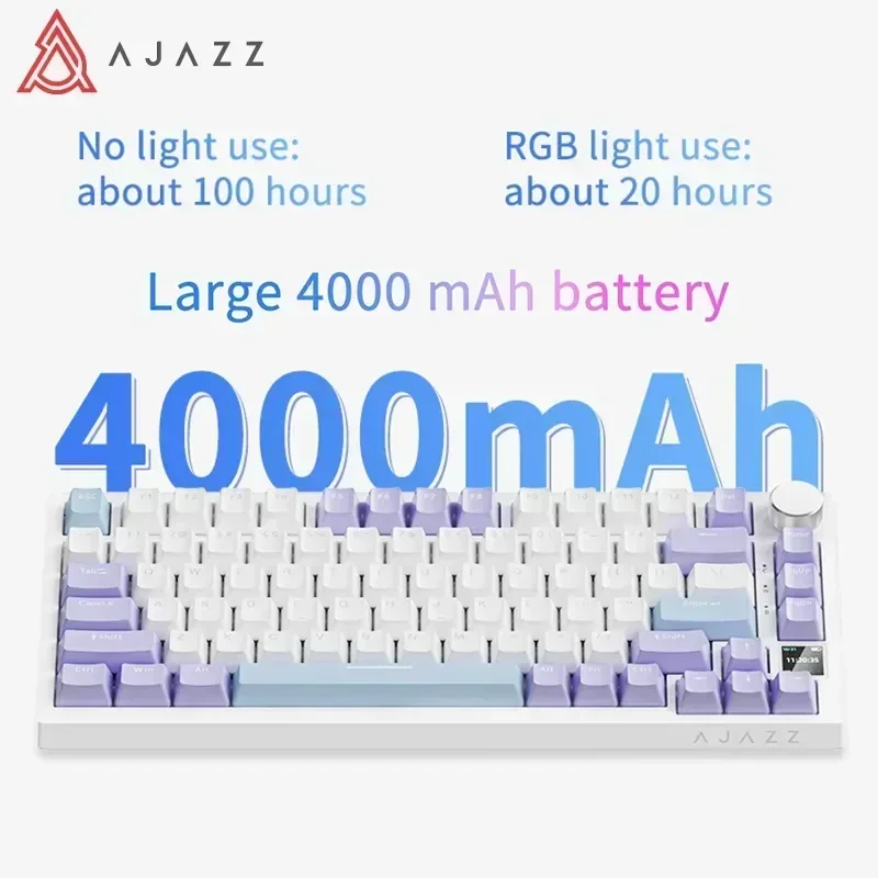 AJAZZ AK820 기계식 키보드 다기능 노브 가스켓 유선 무선 키보드 화이트 청축 - 상세 이미지 5