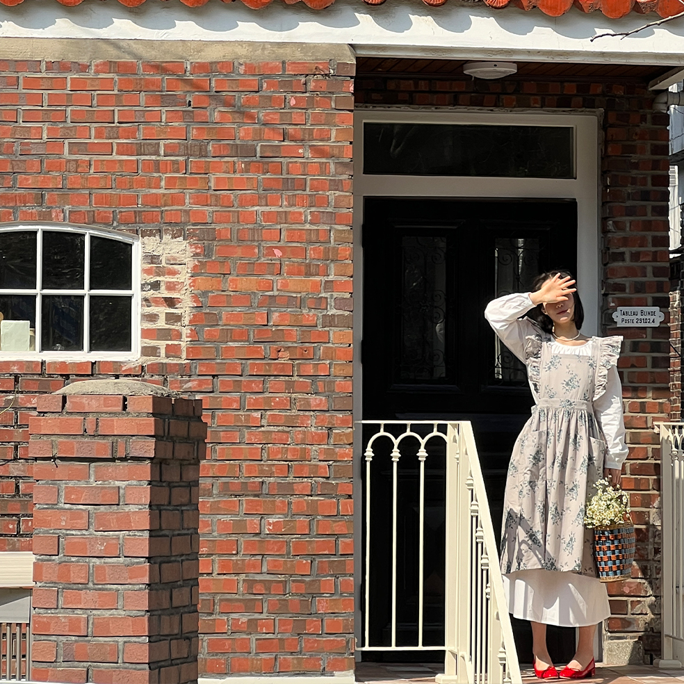 꽃무늬 에이프런 프릴 앞치마원피스 주방 원피스 앞치마