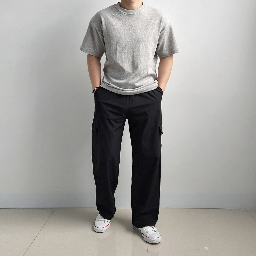 두꺼운반팔티 안비치는흰티 흰색면티 - 상세 이미지 3