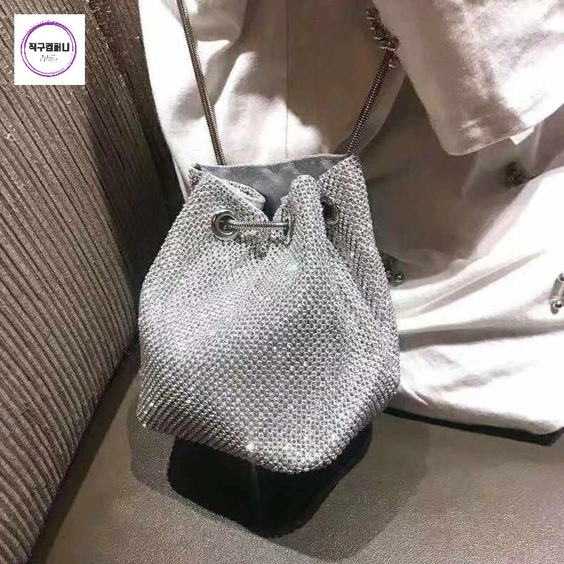큐빅 복조리백 캐주얼백 체인 다이아몬드 메신저가방 미니숄더백 데일리 양동이가방 - 상세 이미지 4