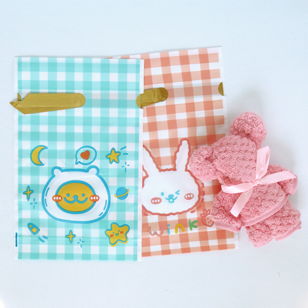 니즈엘 고리 수건 곰 타올(소) 30x30+귀욤체크 4세트 어린이집 생일 행사 답례품 이미지 6