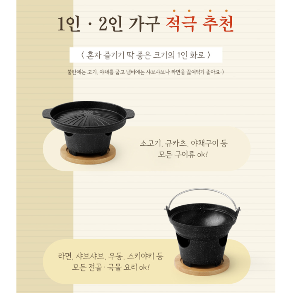 야끼니꾸화로 1인 미니 고체연료 샤브 개인 일인용 불판세트 이미지 7