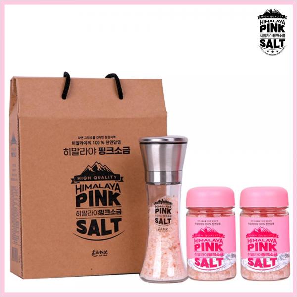 히말라야 핑크 솔트 명절 답례품세트 23호 300g x 2개입 + 그라인더(공병) 보틀 결혼식 돌잔치 고희 팔순 조의 답례품 핑크솔트 보틀용기... 