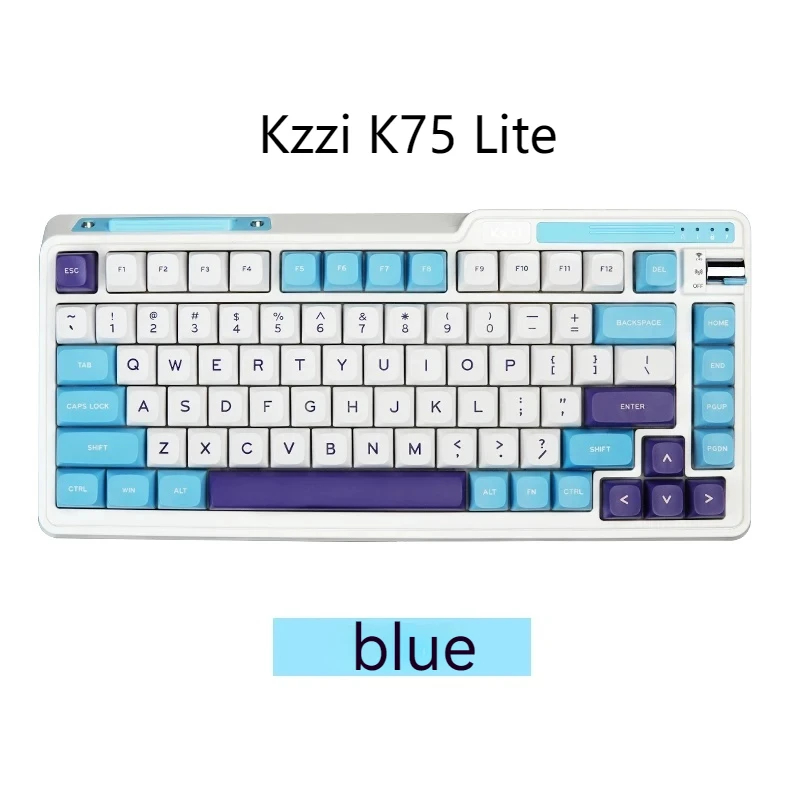 Kzzi K75 Lite 라이트 기계식 키보드 3모드 82 키 RGB 개스킷 핫스왑 키보드 퍼플 레인보우축 - 상세 이미지 2