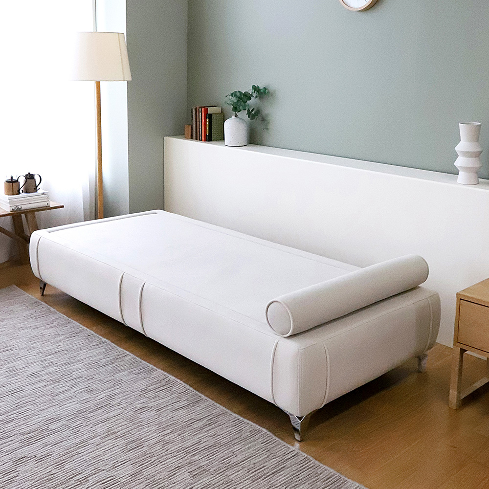 크림 3인용 패브릭 흙소파 침대형쇼파 온열 온돌 황토볼 흙침대 CL507