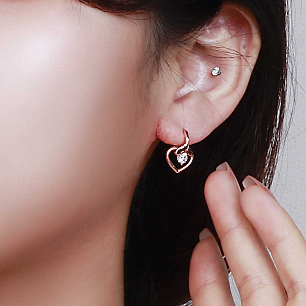 14k 큐빅 귀걸이 하트 고래 꼬리 원터치 링 딸랑이 이미지 6