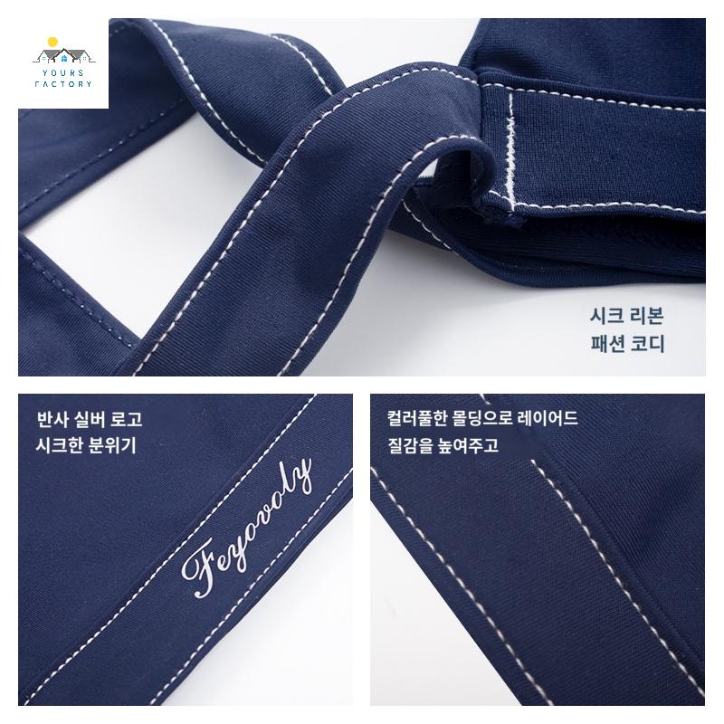 패브릭 리본수모 수영모자 아쿠아로빅수모 끈묶는 긴머리용 수영모 여성용 성인 - 상세 이미지 4