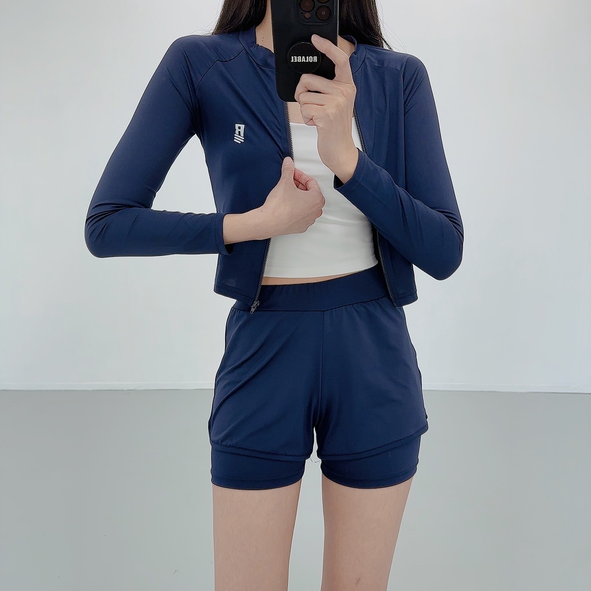 로라벨 유키 여성 집업 래쉬가드 크롭 수영복 상의 긴팔 실내 실외 비치웨어 스윔웨어 - 상세 이미지 5