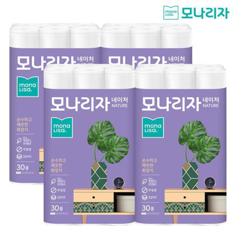 모나리자 네이처 화장지 22m x 30롤 4팩 - 상품 이미지