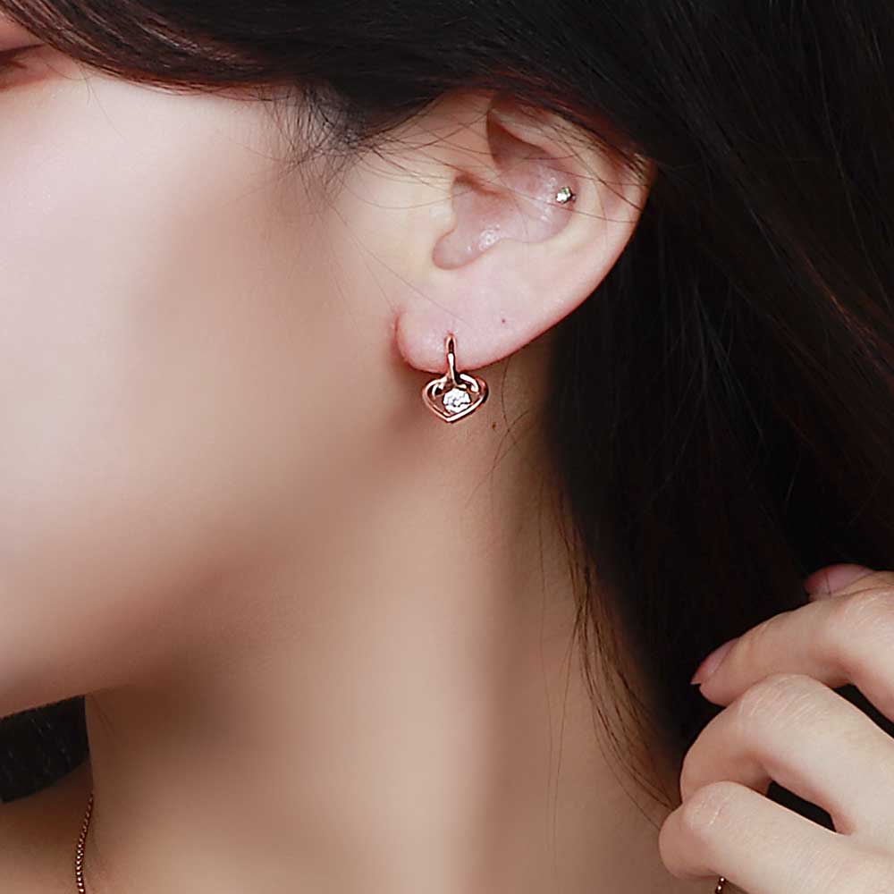 14k 큐빅 귀걸이 하트 고래 꼬리 원터치 링 딸랑이 이미지 8