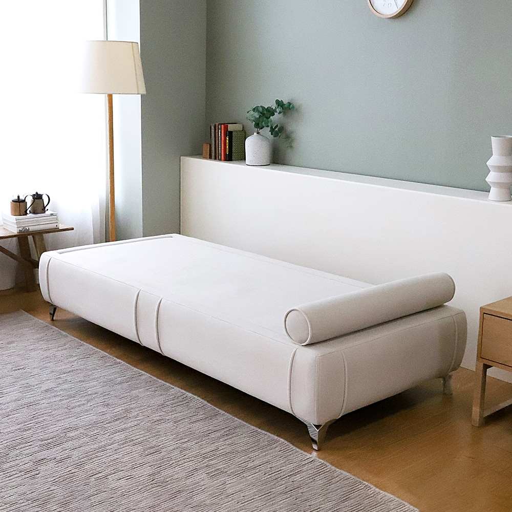 크림 3인용 패브릭 흙소파 침대형쇼파 온열 온돌 황토볼 흙침대 CL507