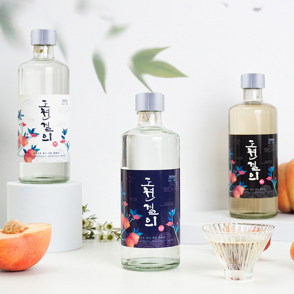 영덕주조 도원결의 전통주선물세트  360mlx3병 (복숭아 증류주 선물세트 15도25도40도) - 상품 이미지