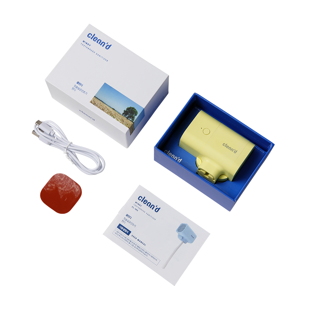 클린디 휴대용 무선 칫솔살균기 윈디 화이트