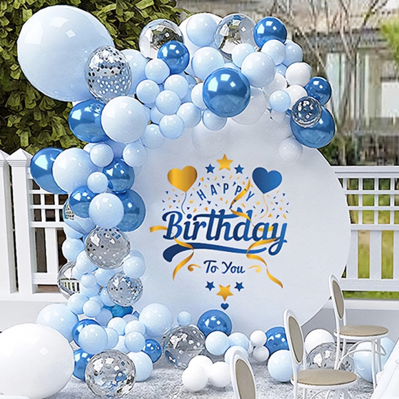 파티풍선세트 이벤트 생일 장식 블루 하늘 무대 포토존