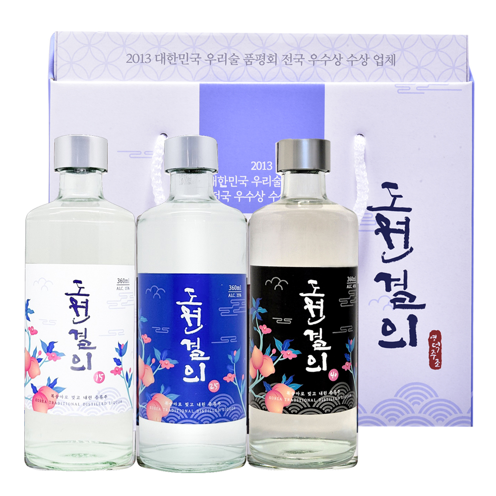 영덕주조 도원결의 전통주선물세트 360mlx3병 (복숭아 증류주 선물세트 15도25도40도) - 상세 이미지 2