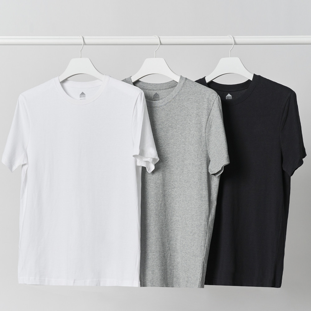 베이직하우스 BCI 면 30수 레귤러핏 라운드 반팔티 3팩 - 상세 이미지 3