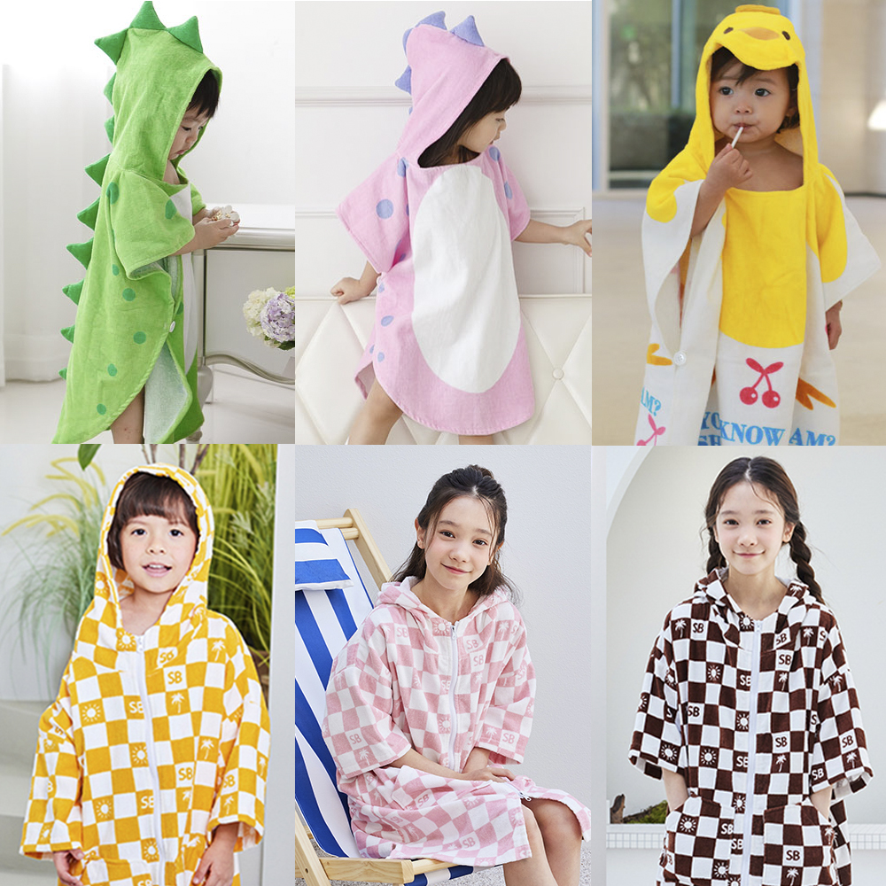 유아비치가운 아기 샤워 목욕 가운 샤워타올 키즈 후드 판초 기린