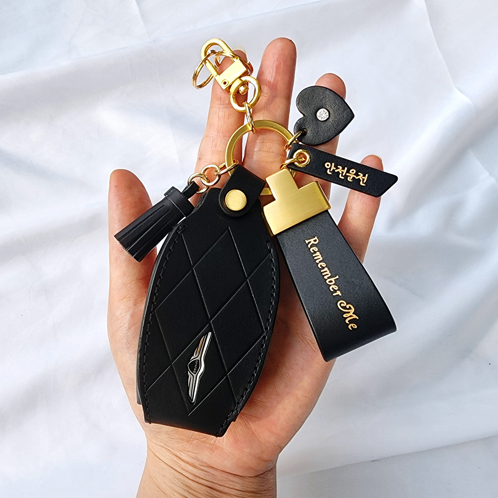 자동차 키링 이니셜각인 커스텀 명품가죽 리본 태슬 포포베 선물용