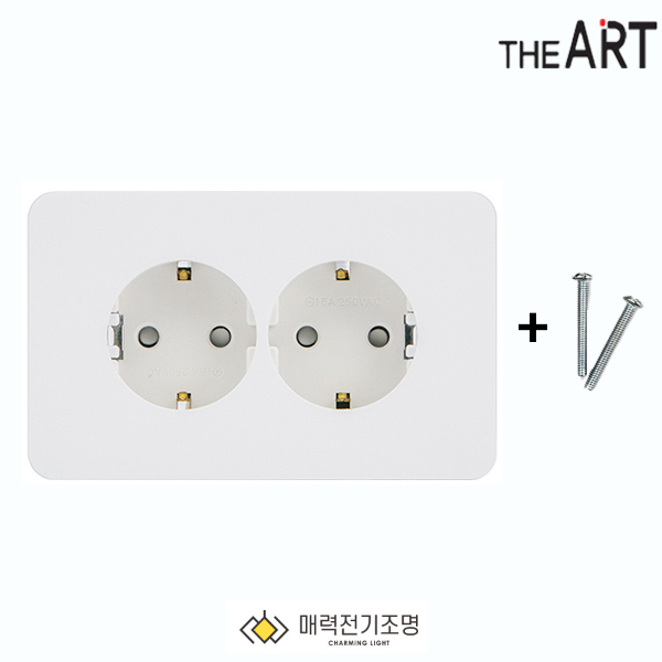 제일 디아트 전기 콘센트 커버 2구 가로형 화이트 - 메인 이미지