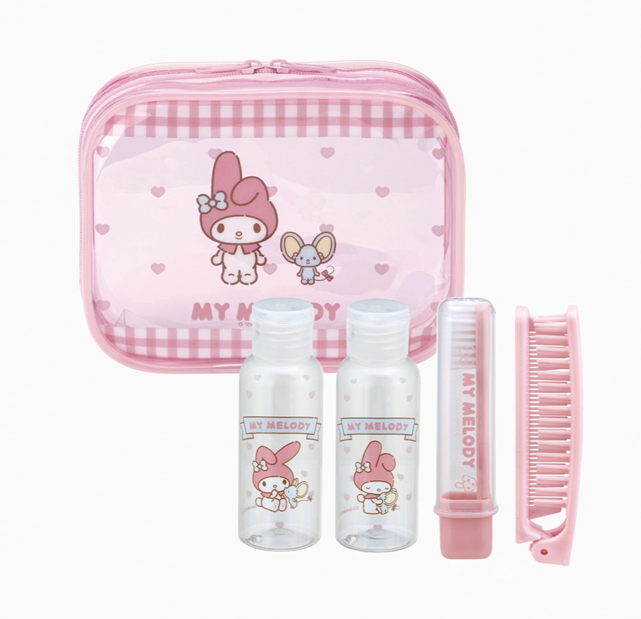 산리오 파우치 세면백 워시백 칫솔 마이멜로디 여행 휴대용용기 - 메인 이미지