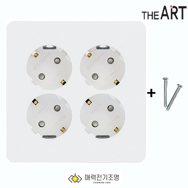 제일 디아트 전기 콘센트 커버 4구 화이트 - 메인 이미지