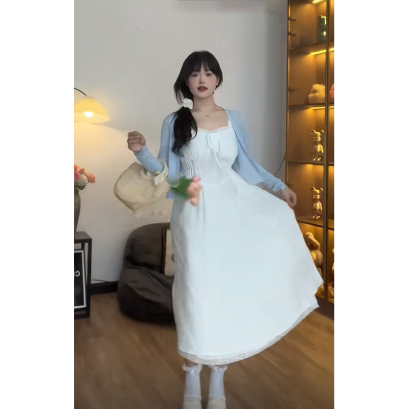 빅사이즈 통통 mm 레이스 화이트 스커트 여름 나시 원피스 조임 - 상세 이미지 5