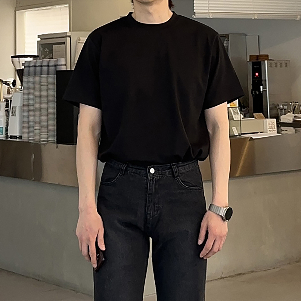 남자 반팔티 빅사이즈 레이어드 이너 흰 티셔츠