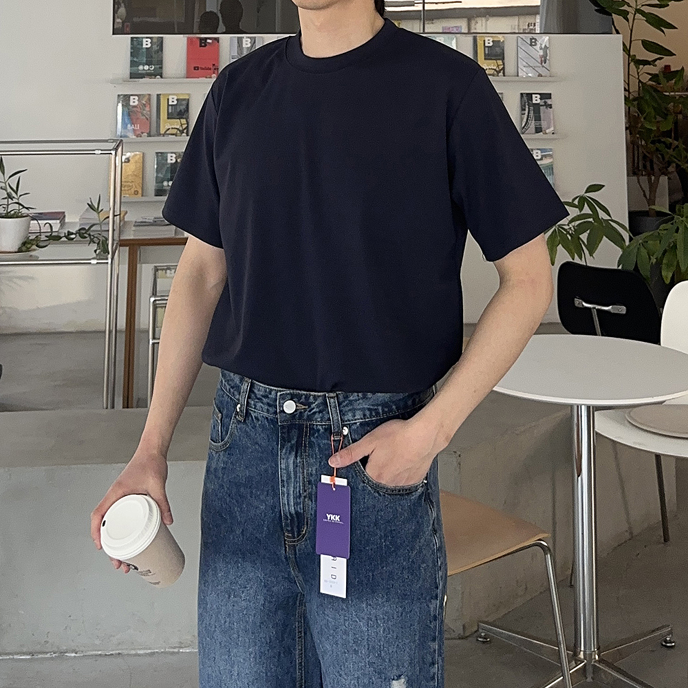 남자 반팔티 머슬핏 이너 빅사이즈 무지 반팔 티셔츠 - 상품 이미지