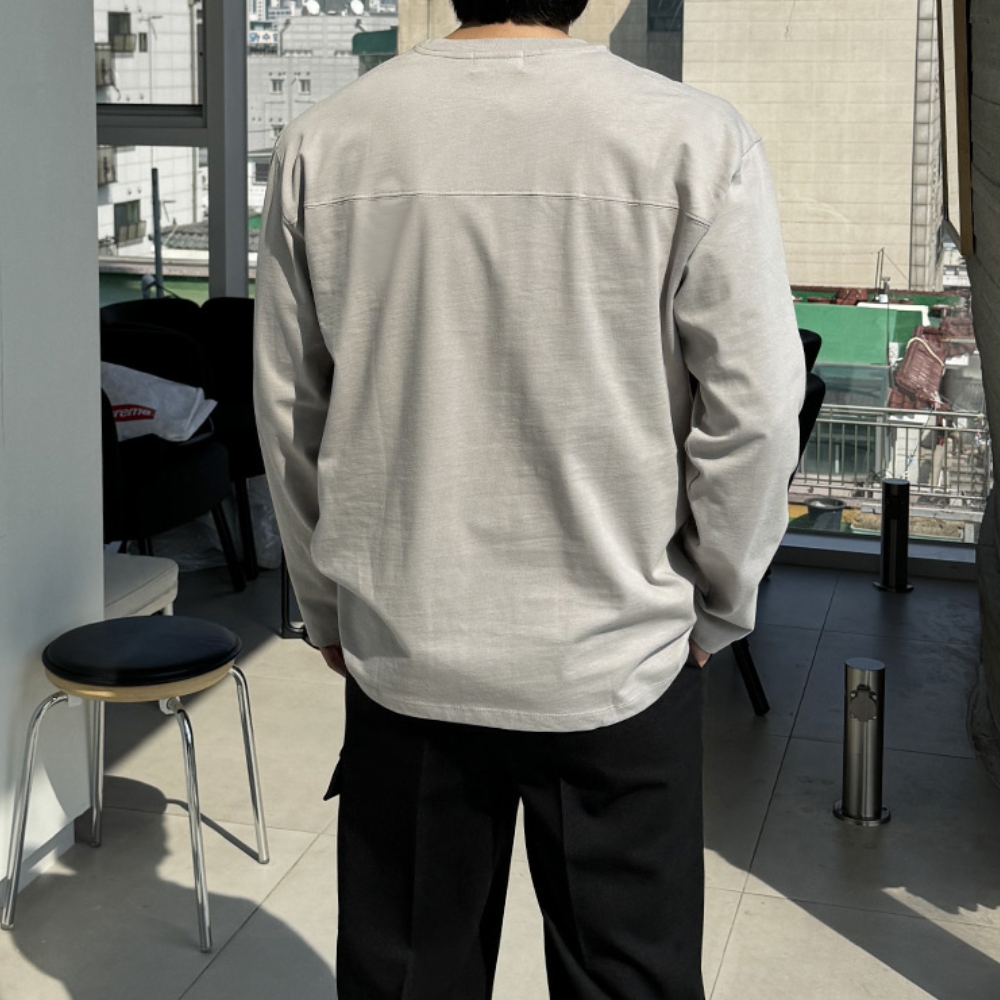 1+1 남자 어프 오버핏 봄 가을 절개 레이어드 긴팔티 - 상품 이미지