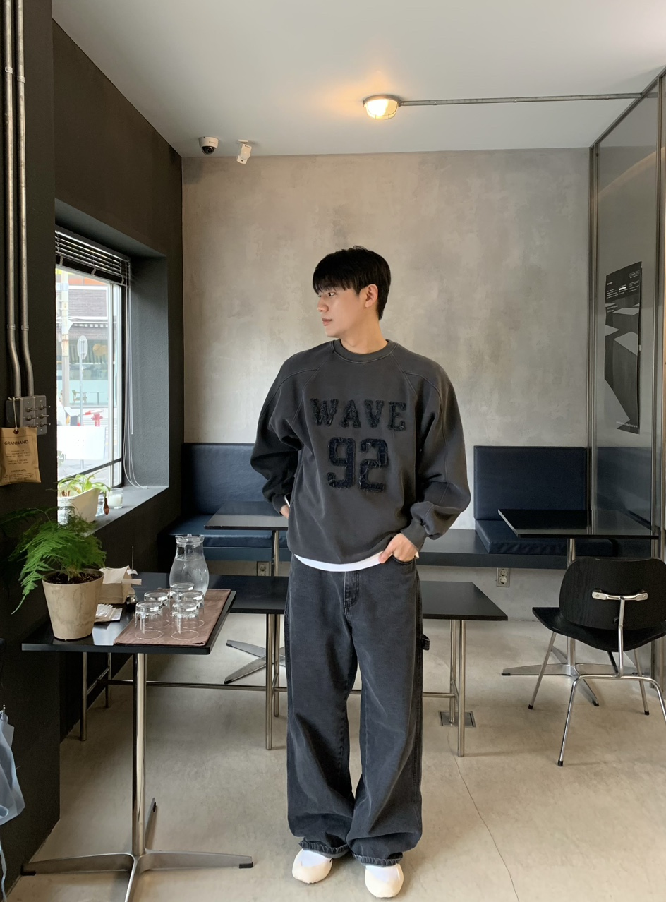 남녀공용 피그먼트 합포 데님 맨투맨 (2color) 상세 이미지 20