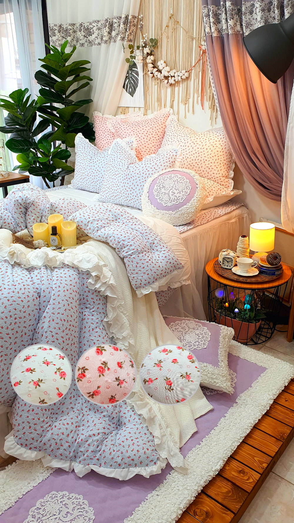 봄 아사이불 꽃무늬이불 알러지케어이불 옥수수솜