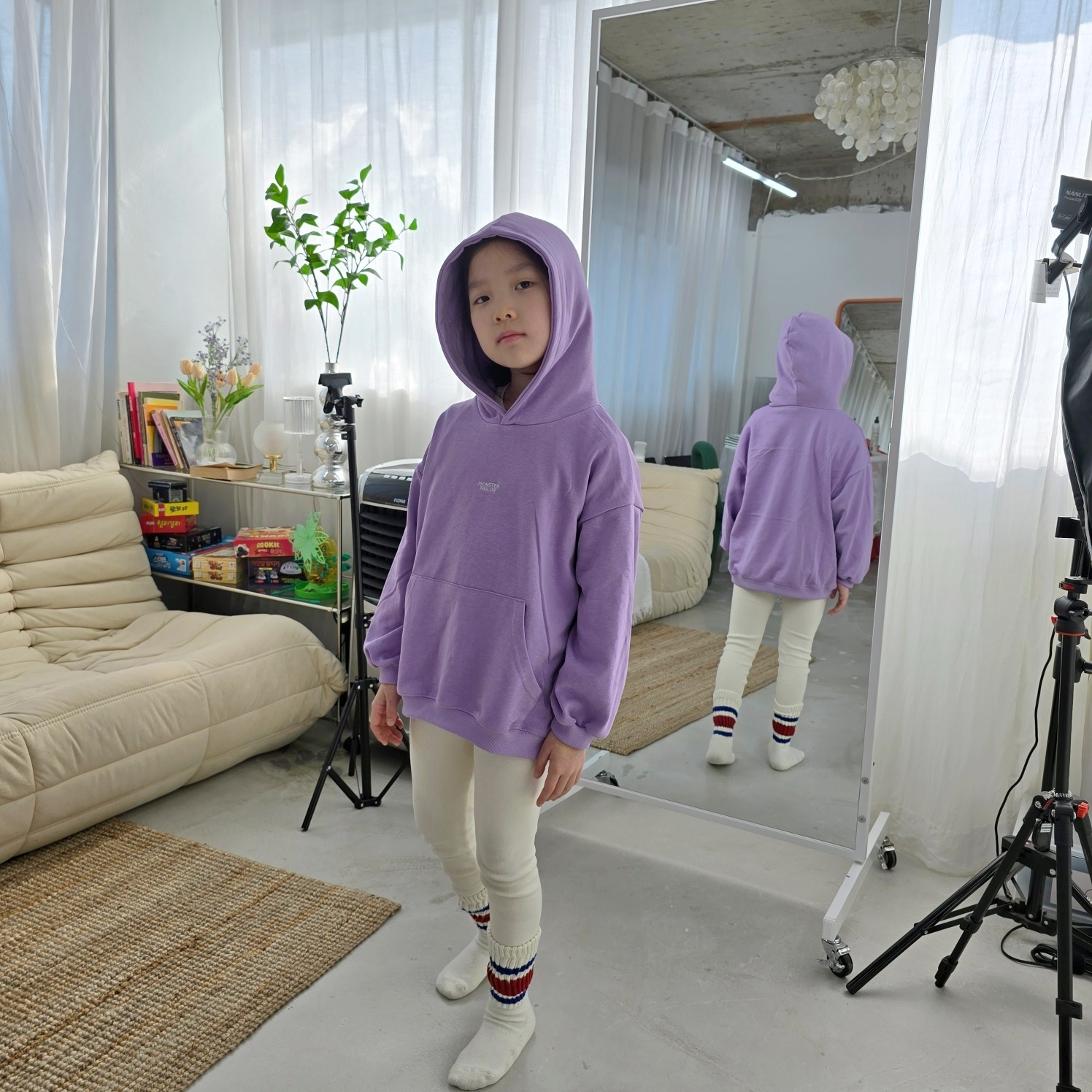 살랑살랑 소프트 후드 자수 쭈리 상하복 봄 가을 - 상세 이미지 4