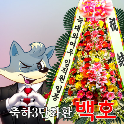 [축하3단화환] 백호 결혼식 개업 기념 전시회 대전 울산 전국 꽃배달서비스