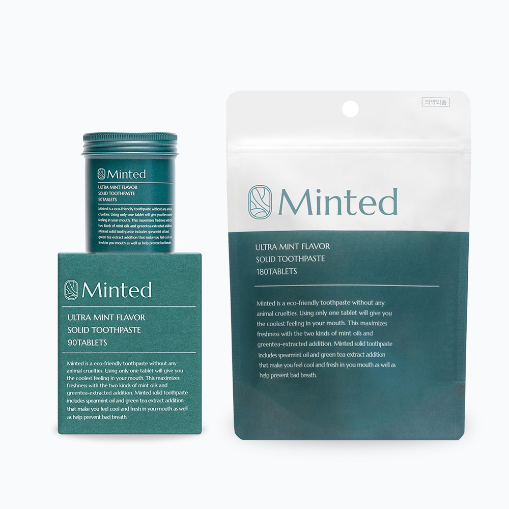 [민티드] 울트라민트 고체치약  기본형 90정 + 리필형 180정 (4.5개월분)